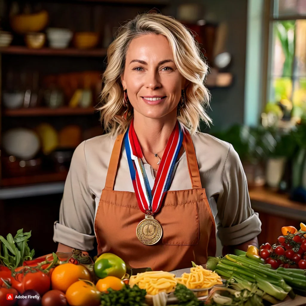 Firefly Create an avatar of a 40 year old American woman with blonde hair wearing a gold medal from 2 2