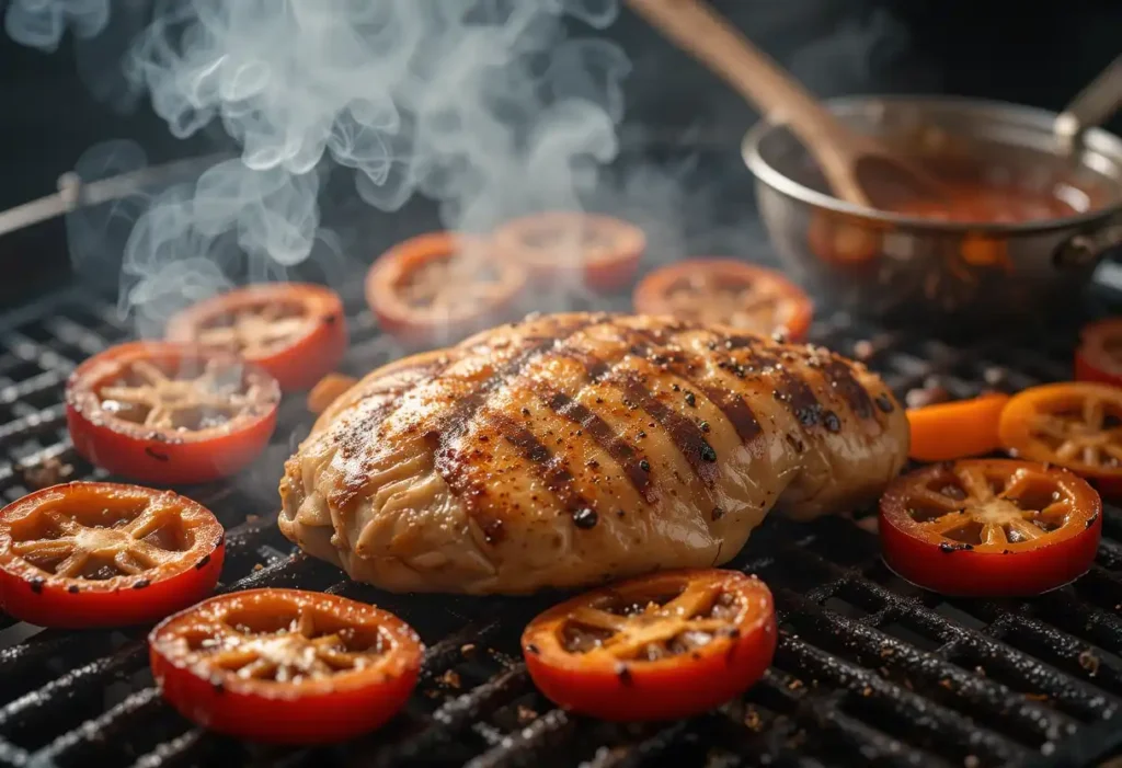 Create alt, title, caption and description for this image including this focus keyword: San Antonio Grilled Red Pepper Mexican Chicken Marinade