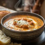 Creamy parmesan italian sausage soup with crusty bread