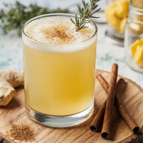 Refreshing Natural Zepbound Recipe drink with ginger, cinnamon, and apple cider vinegar served in a glass.