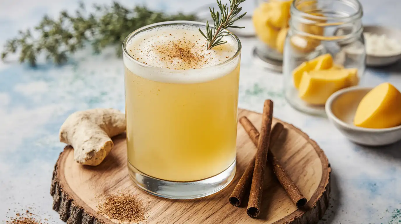 Refreshing Natural Zepbound Recipe drink with ginger, cinnamon, and apple cider vinegar served in a glass.