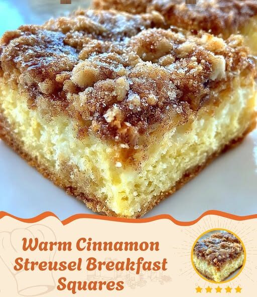 Warm Cinnamon Streusel Breakfast Squares
