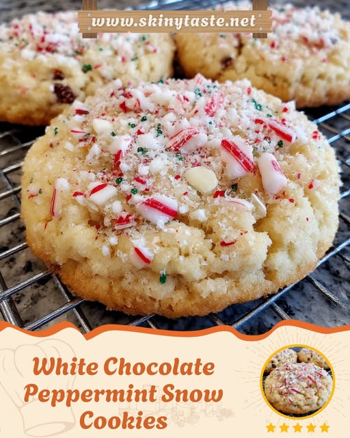 White Chocolate Peppermint Snow Cookies