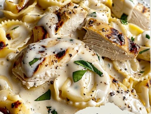 Asiago Tortellini Alfredo with Grilled Chicken