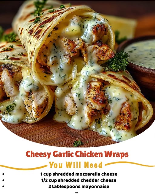 Cheesy Garlic Chicken Wraps