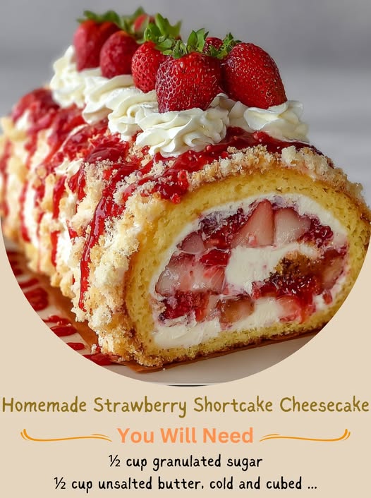 Homemade Strawberry Shortcake Cheesecake