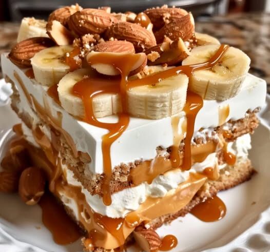 Banana Almond Caramel Icebox Cake