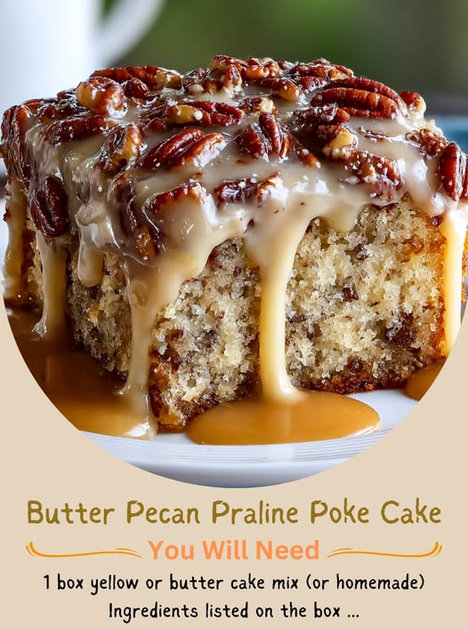 Butter Pecan Praline Poke Cake