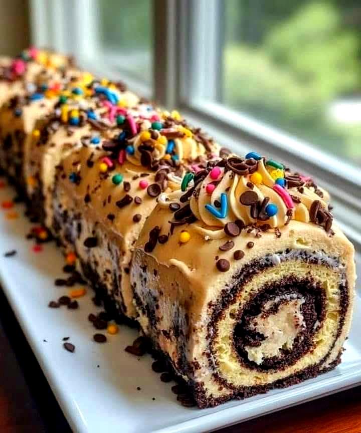 Cookie Dough Ice Cream Cake Rolls