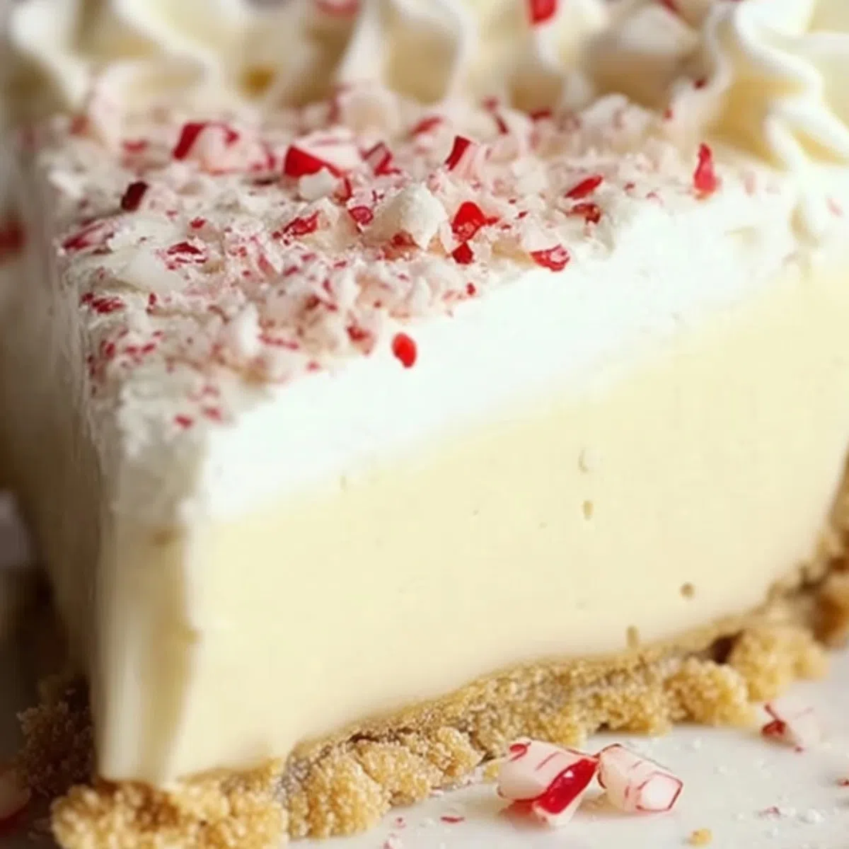 White Chocolate Peppermint Cheesecake Mousse Pie