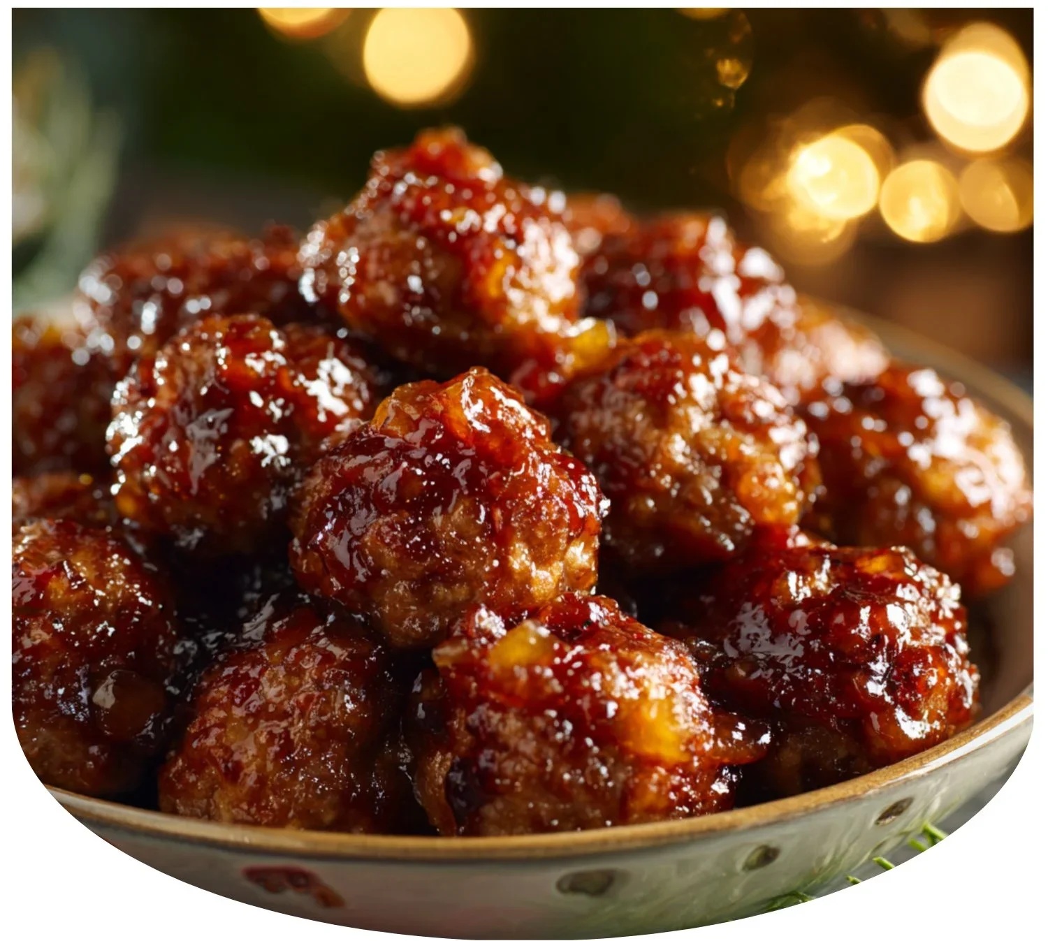 Peach Bourbon Holiday Party Meatballs