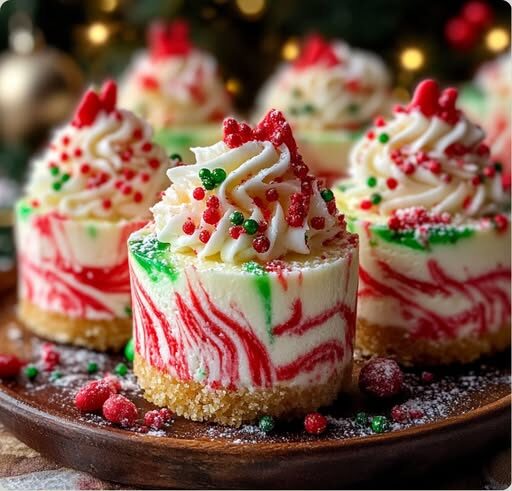 No-Bake Christmas Mini Cheesecakes