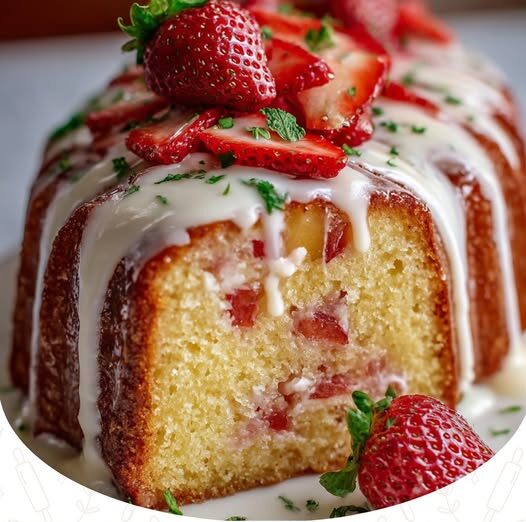 Strawberry-Pineapple Pound Cake with Cream Cheese Glaze