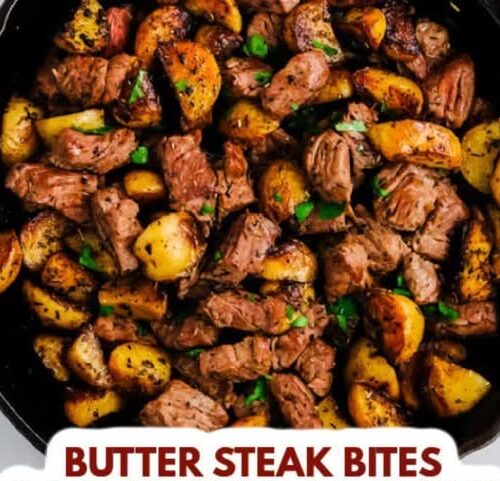 butter Steak Bites with Garlic Herb Potatoes