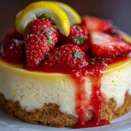 Luscious Strawberry Lemon Cheesecake
