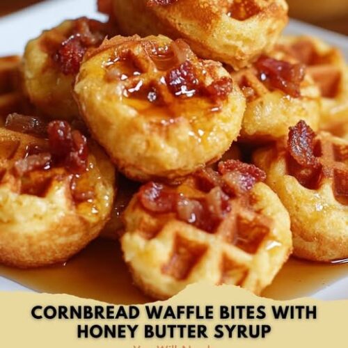 Cornbread Waffle Bites with Honey Butter Syrup
