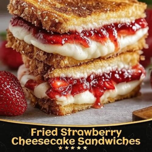 Fried Cheesecake Sandwiches with Strawberry Jam