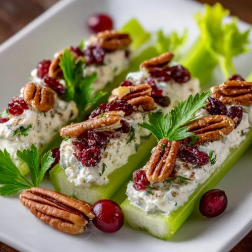 Cranberry Pecan Cream Cheese Stuffed Celery