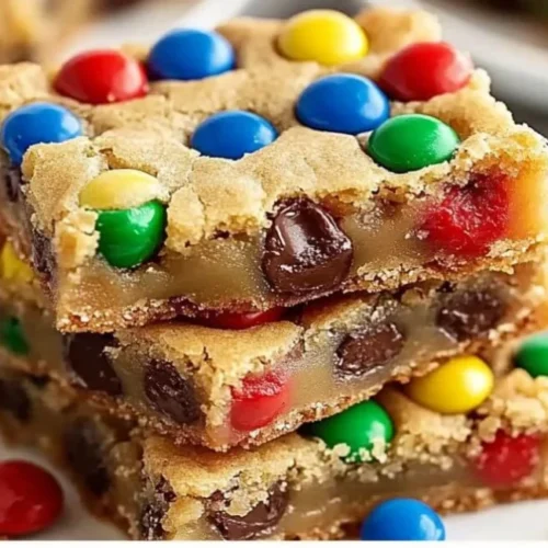 Soft M&M Cookie Bars