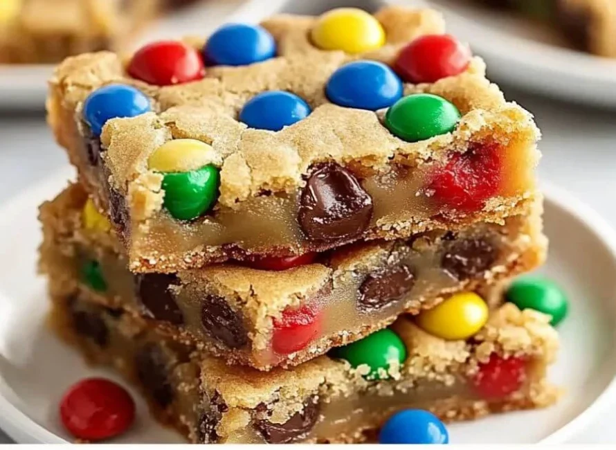 Soft M&M Cookie Bars