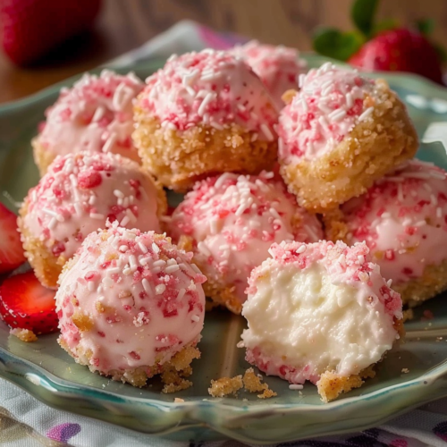 Strawberry Crunch Cheesecake Bites